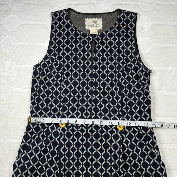 Tabitha Anthropologie Womens Navy Geometric A Line Mini Dress Size 4 Retro Chic - Picture 9 of 15